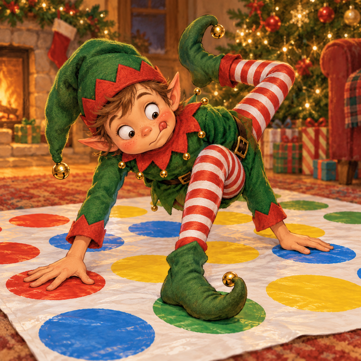 Elfo enredado en Twister